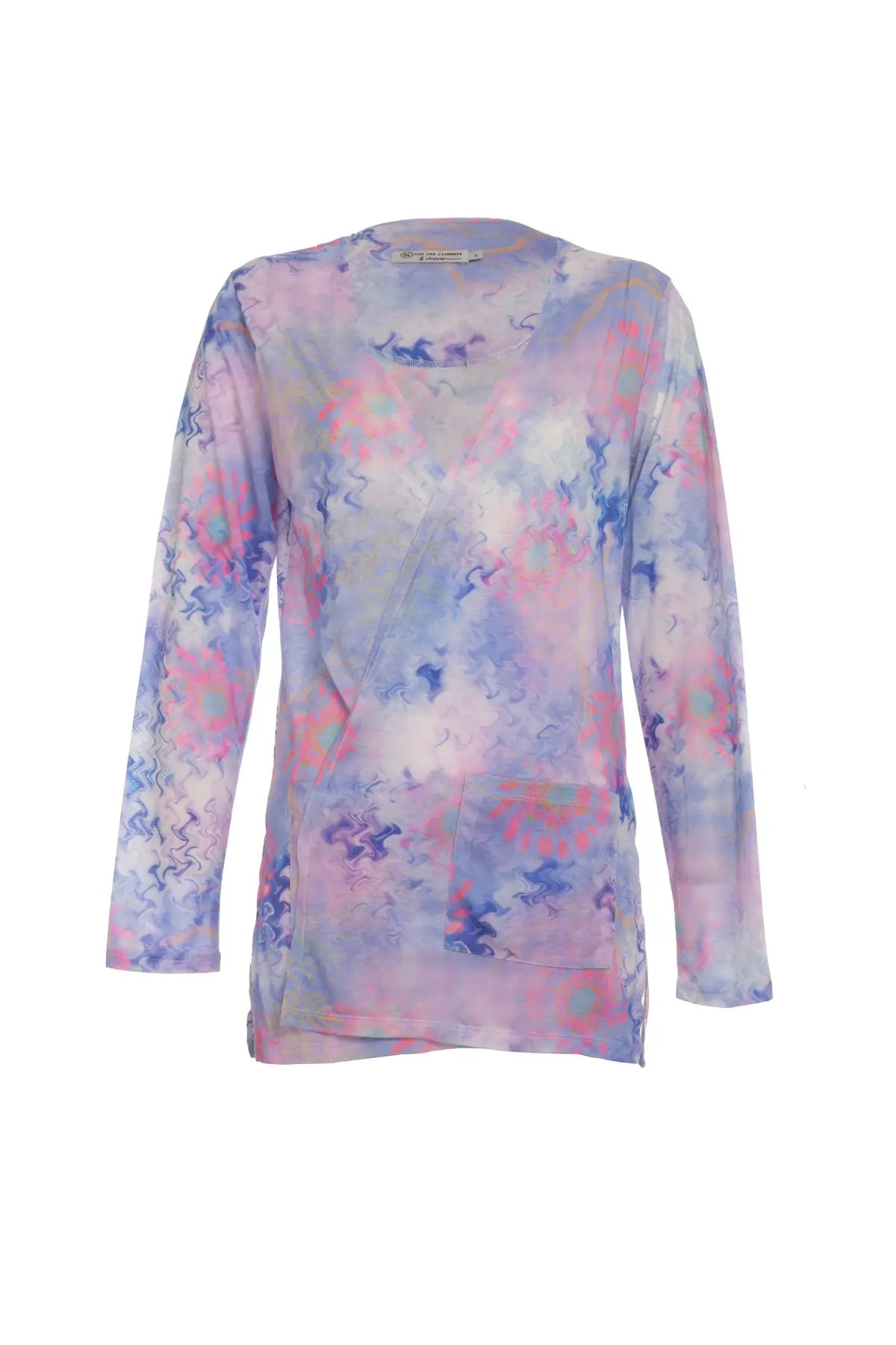 Mavi & More Sirena Etnik Baskılı Süper İnce Modal Tişört Hırka Silk and Cashmere