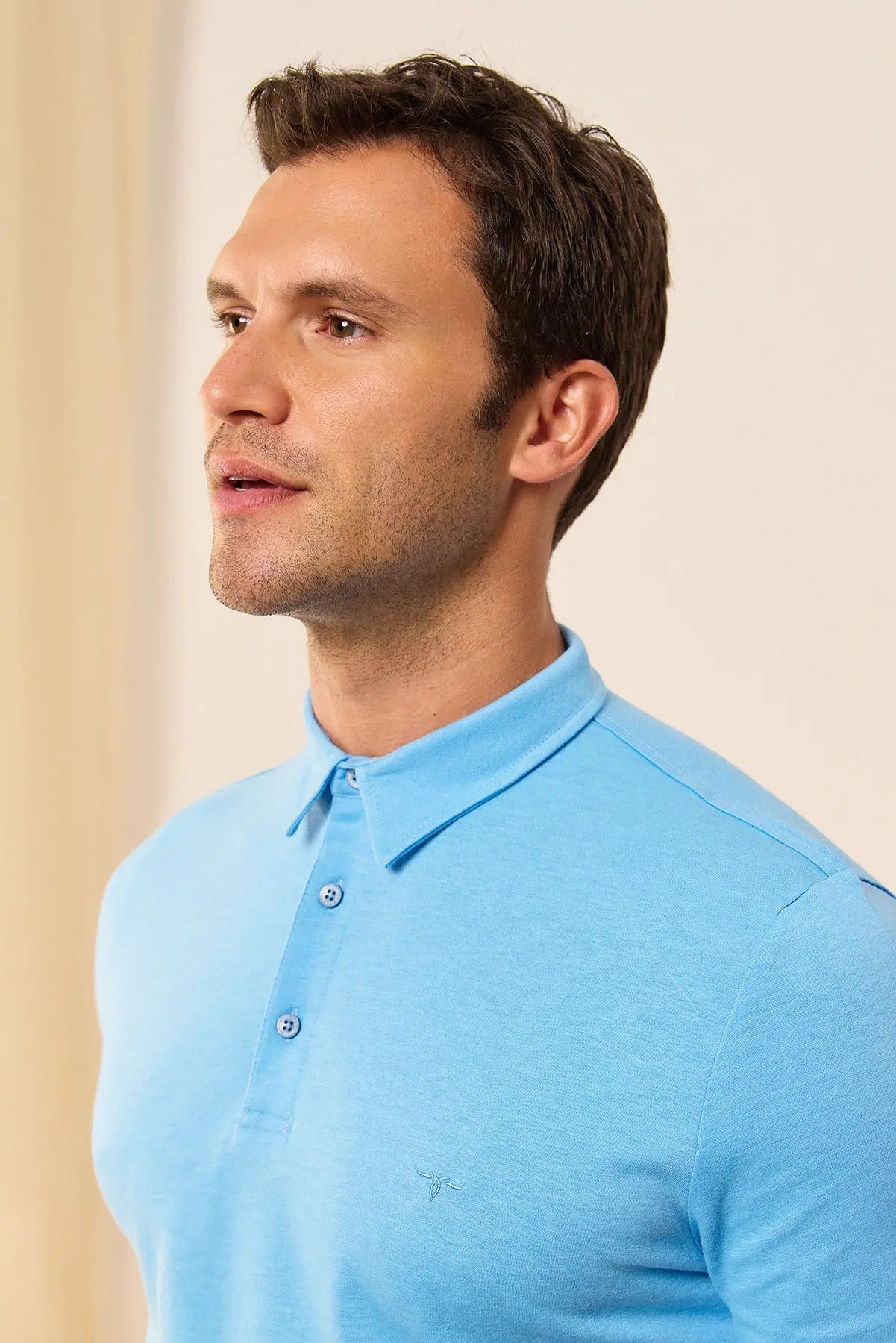 Mavi pekli Archie Erkek Pike Polo Silk and Cashmere