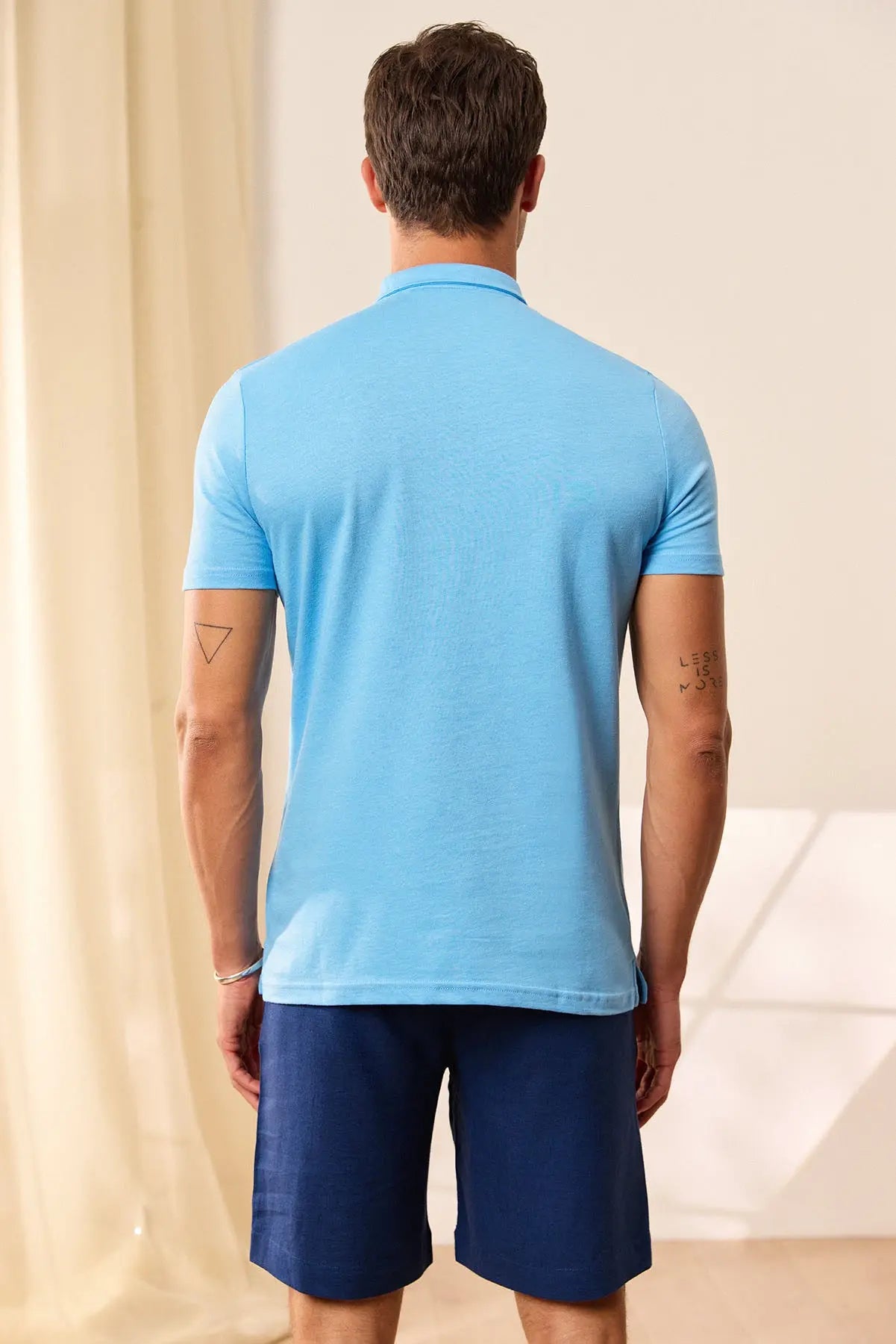 Mavi pekli Archie Erkek Pike Polo Silk and Cashmere