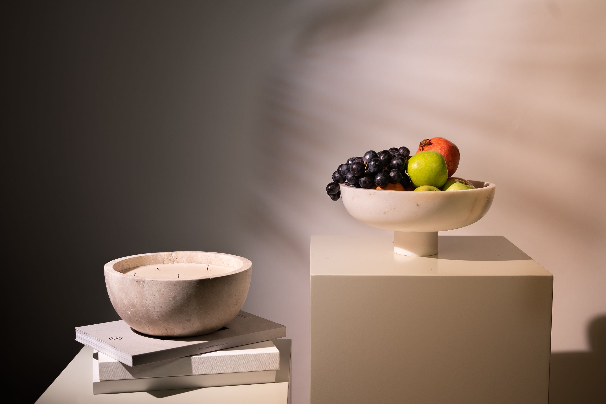 Traverten Ziya Taş Mum Large