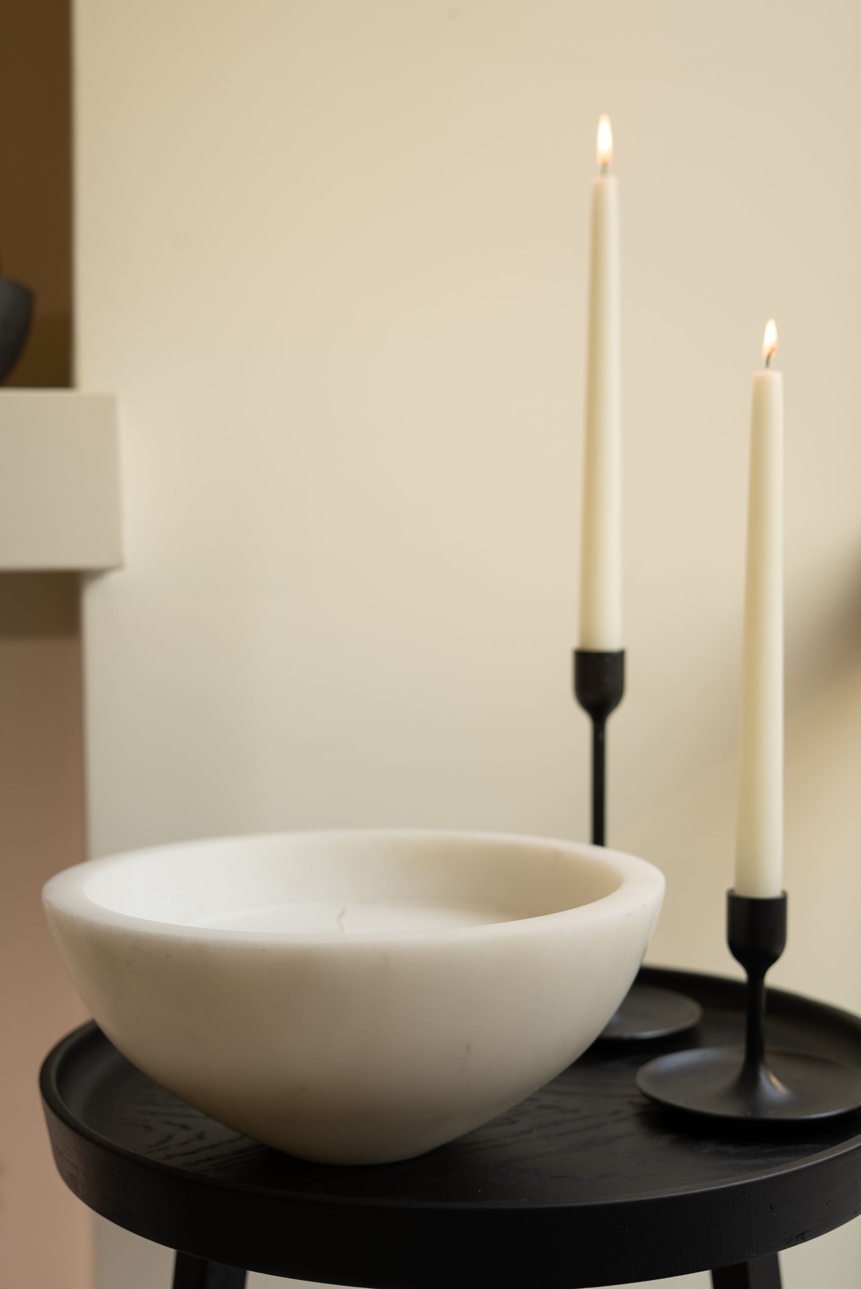 Beyaz Ziya Taş Mum Large