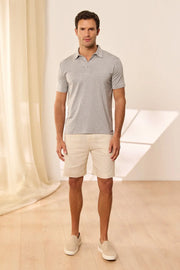 Orta Gri Melanj Fersatile Kısa Kolu Polo Yaka & More Modal Erkek Tişört Silk and Cashmere