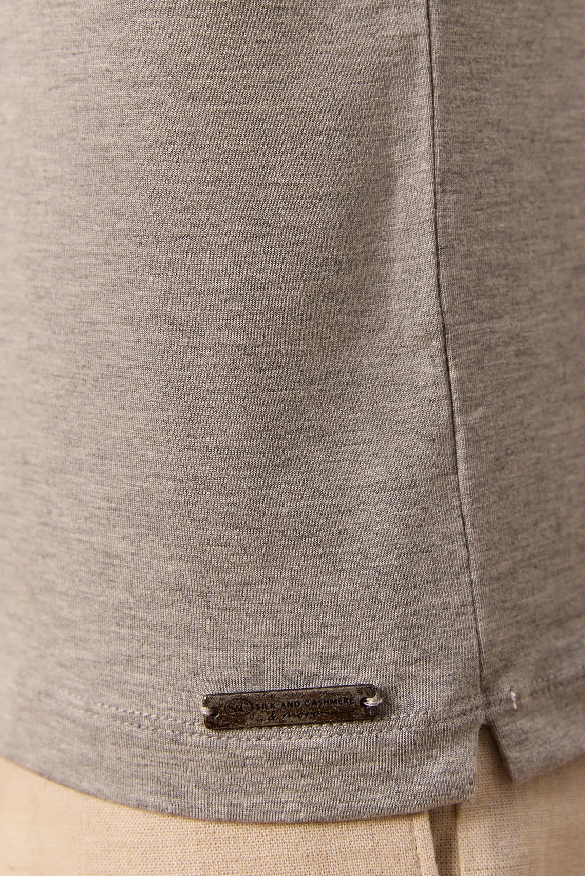 Orta Gri Melanj Fersatile Kısa Kolu Polo Yaka & More Modal Erkek Tişört Silk and Cashmere