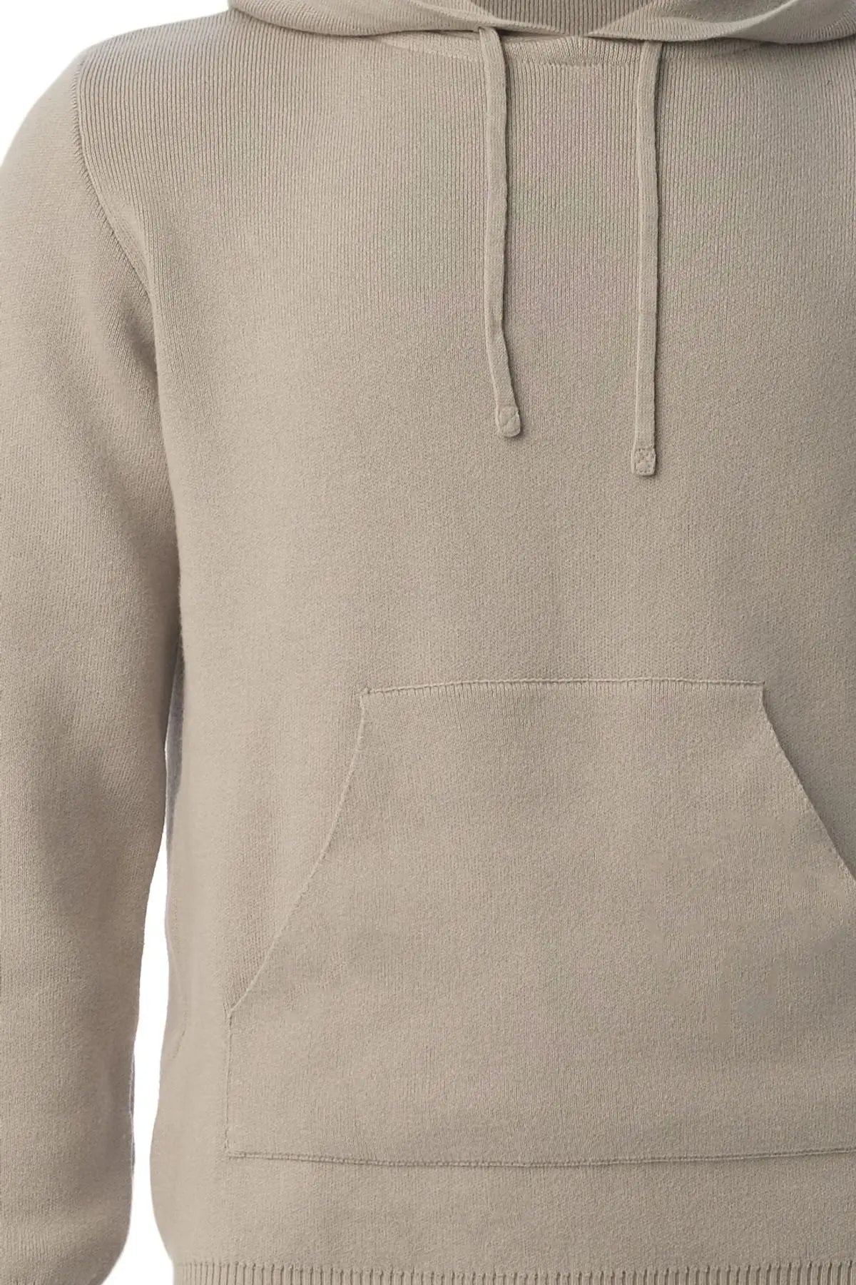 Orta Gri Melanj Kaşmirli Marcello Önden Cepli Kapüşonlu Kazak Silk and Cashmere