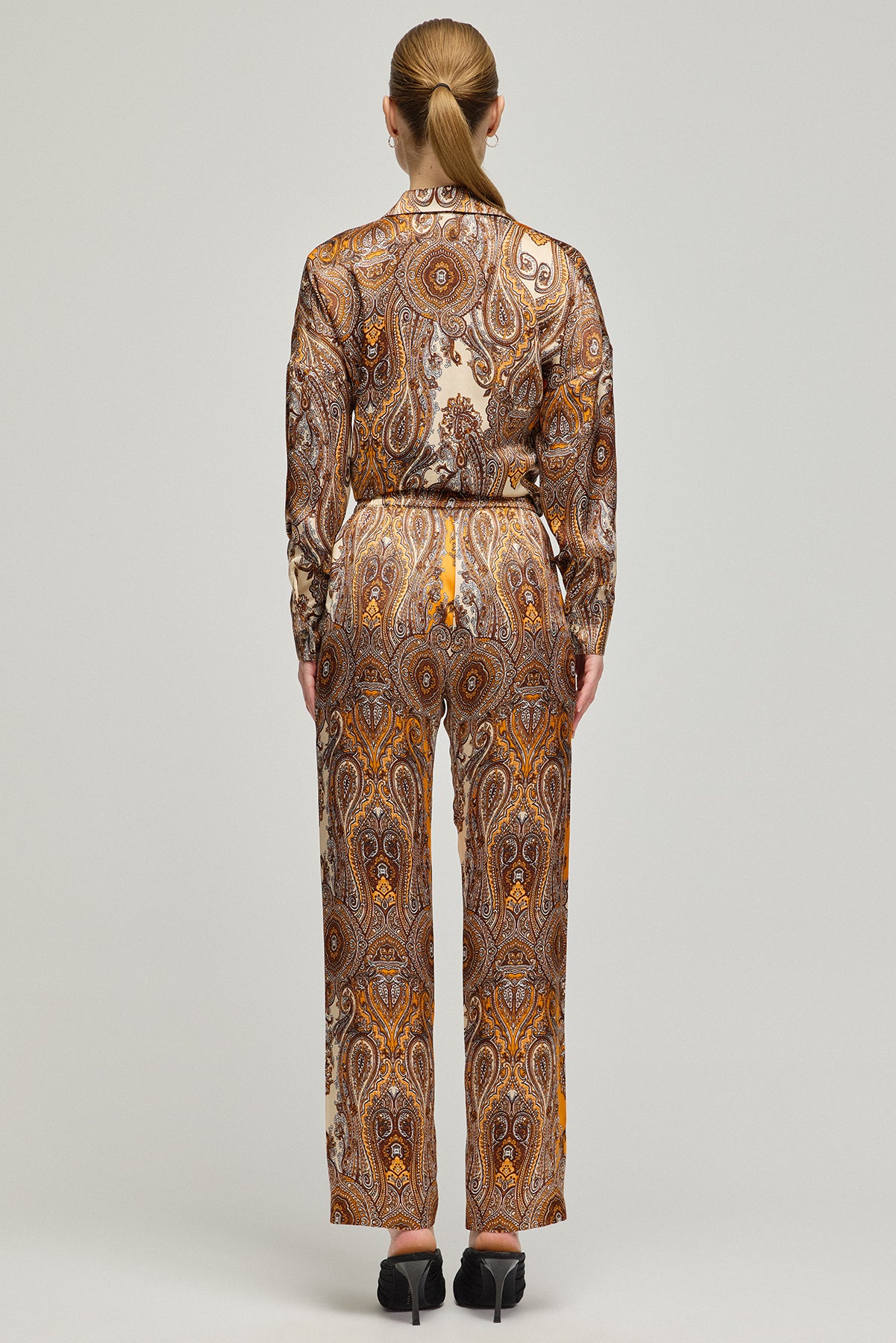 Turuncu Flow Saf İpek Baskılı Pantolon