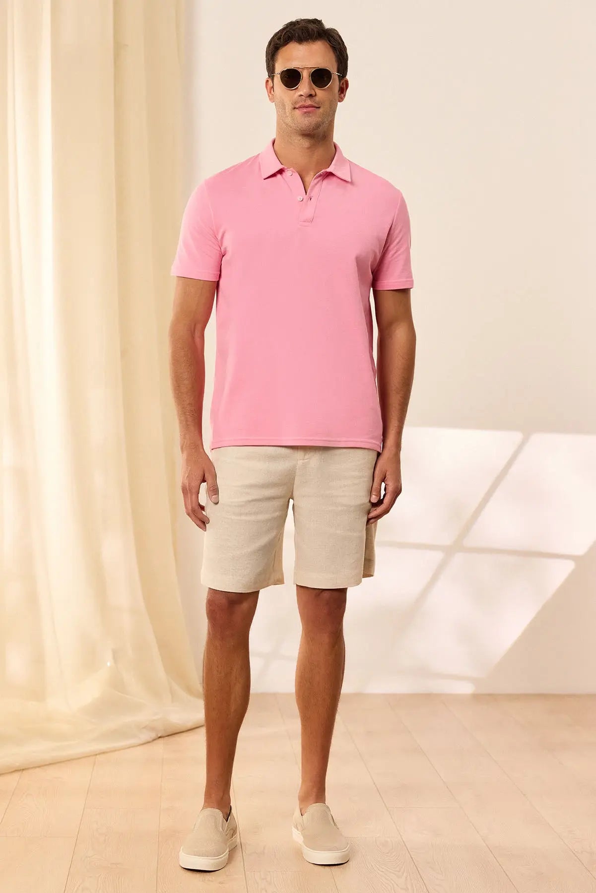 Pembe & More Johnny Erkek Kısa Kollu Polo Yaka Tişört Silk and Cashmere