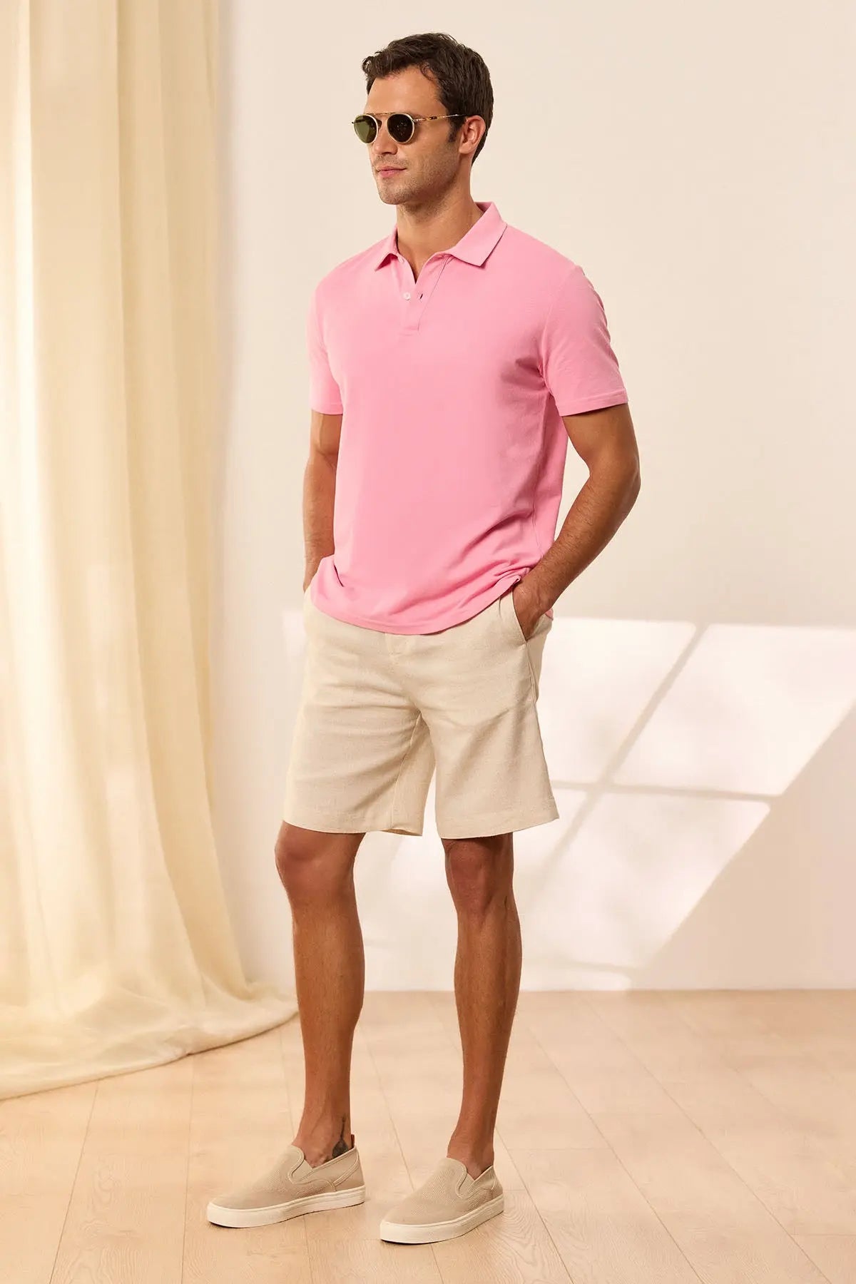 Pembe & More Johnny Erkek Kısa Kollu Polo Yaka Tişört Silk and Cashmere