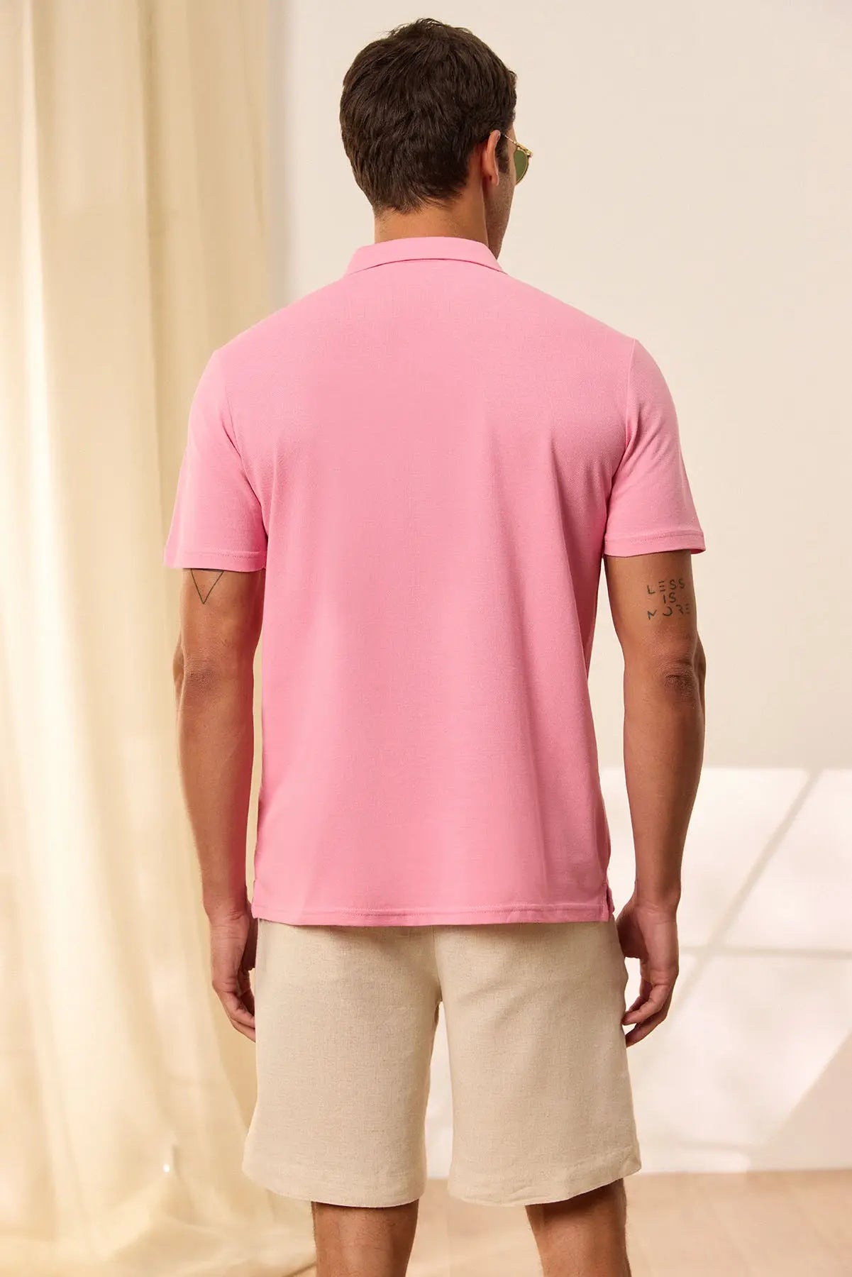 Pembe & More Johnny Erkek Kısa Kollu Polo Yaka Tişört Silk and Cashmere