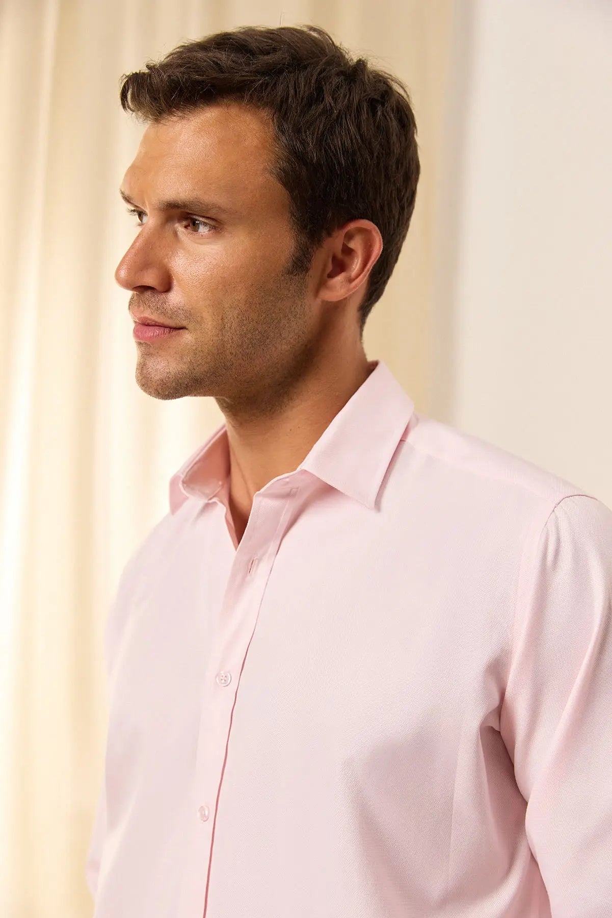 Pembe & More Pamuk Uzun Kollu Erkek Gömlek Silk and Cashmere