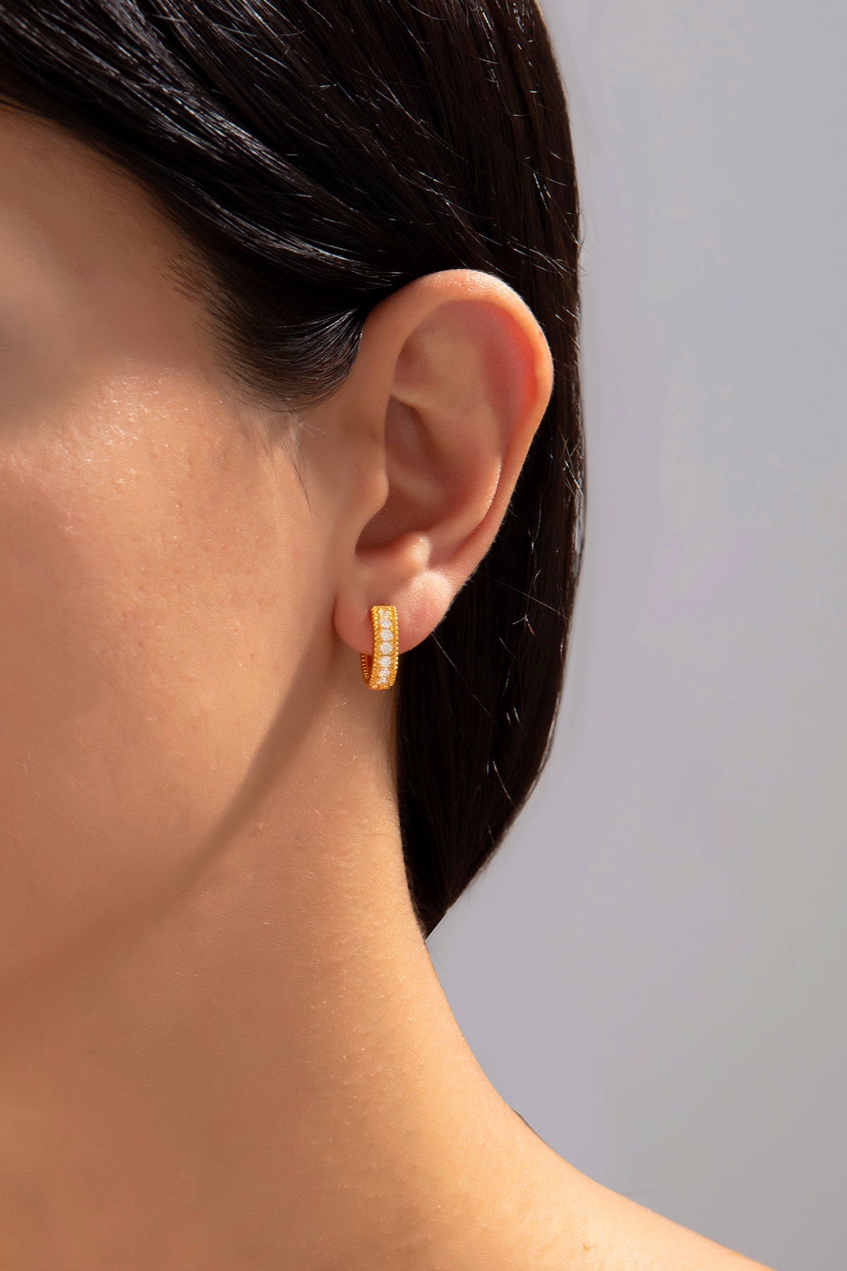 Sarı Principessa Pırlanta Taşlı Küpe