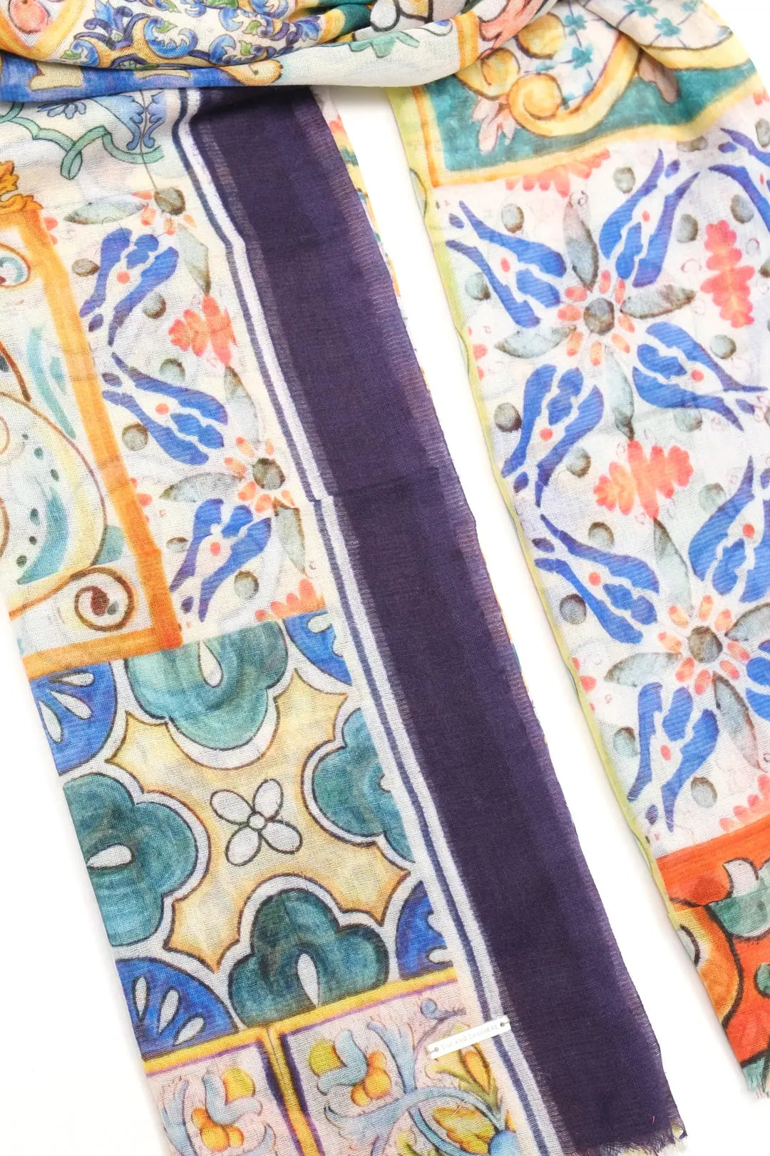 Renkli Jas İpekli Seramik Desen Şal Silk and Cashmere