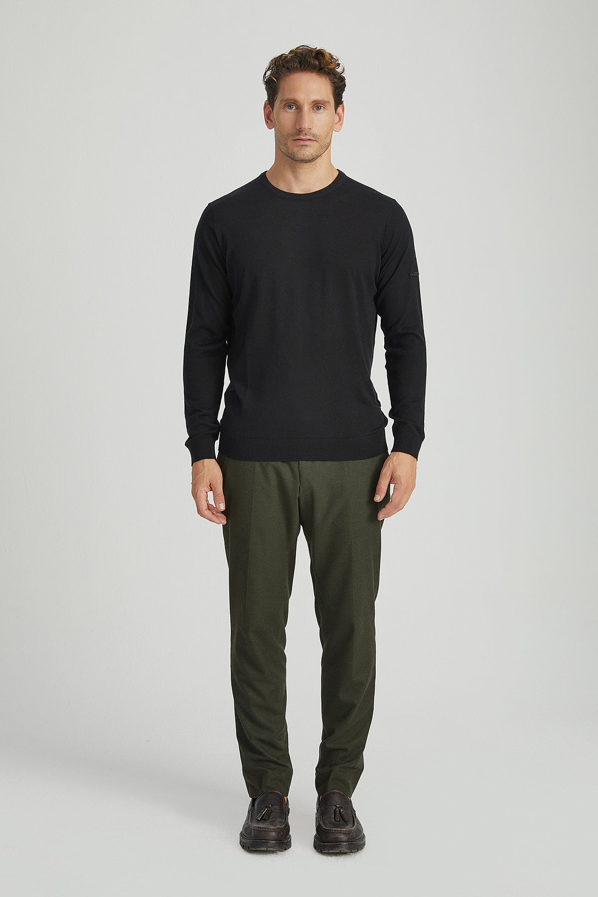 Siyah Paul İpek Kaşmir Yuvarlak Yaka Triko