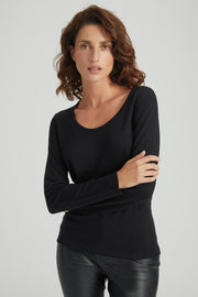 Siyah Aleyna İpek ve Kaşmir Yuvarlak Yaka Uzun Kollu Kadın Triko