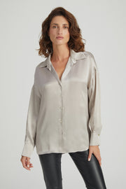 Açık Gri Astrid Saf İpek Gömlek