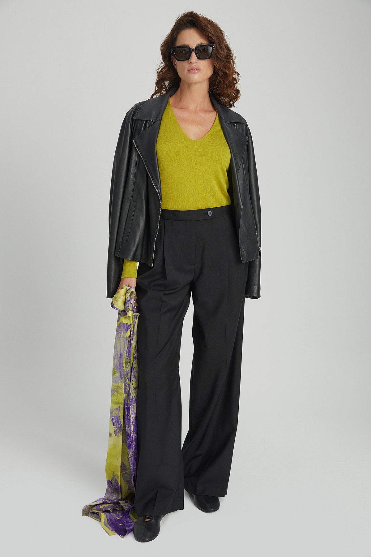 Sarı Saf İpek El Baskısı Ekolojik Şal 90 x 200 cm