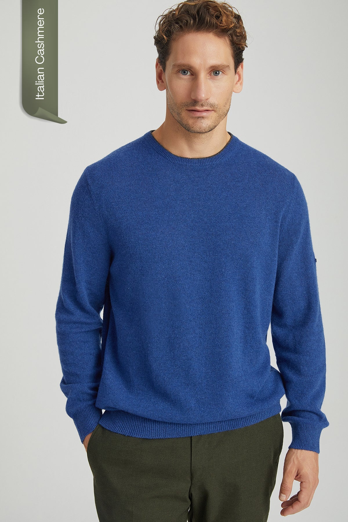 Lacivert İtalyan Saf Kaşmir Franco Bisiklet Yaka Erkek Kazak