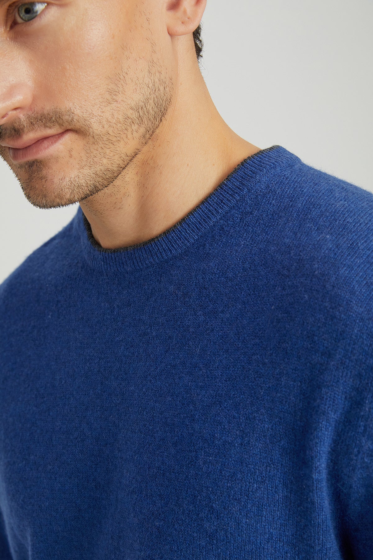 Lacivert İtalyan Saf Kaşmir Franco Bisiklet Yaka Erkek Kazak