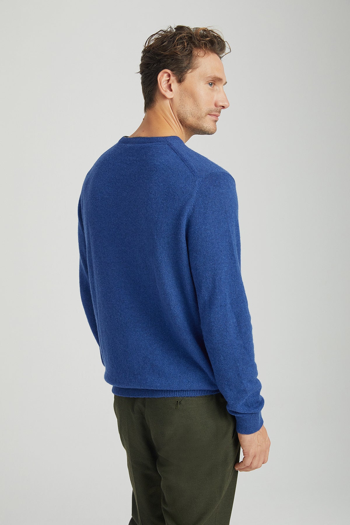 Lacivert İtalyan Saf Kaşmir Franco Bisiklet Yaka Erkek Kazak