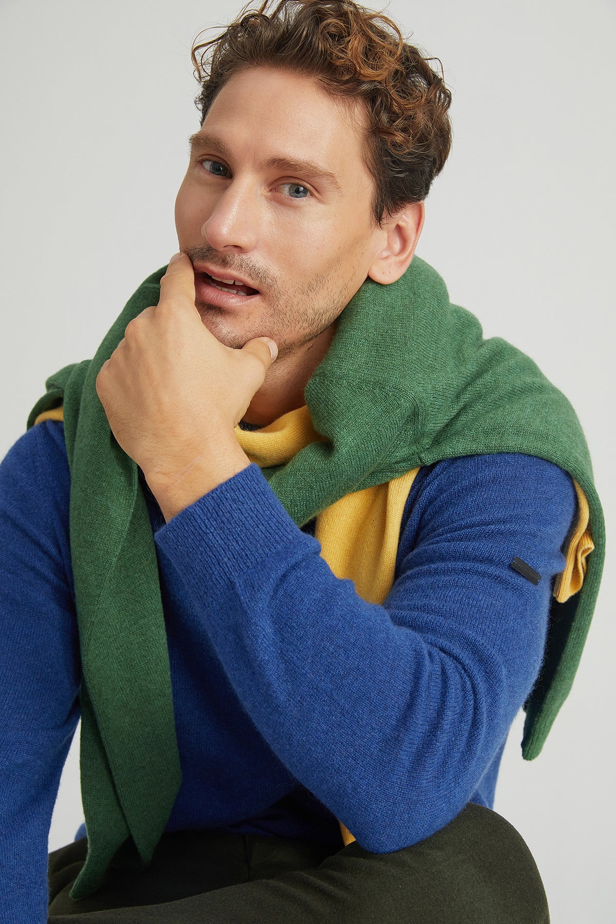 Lacivert İtalyan Saf Kaşmir Franco Bisiklet Yaka Erkek Kazak