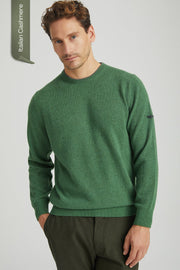 Yeşil İtalyan Saf Kaşmir Franco Bisiklet Yaka Erkek Kazak