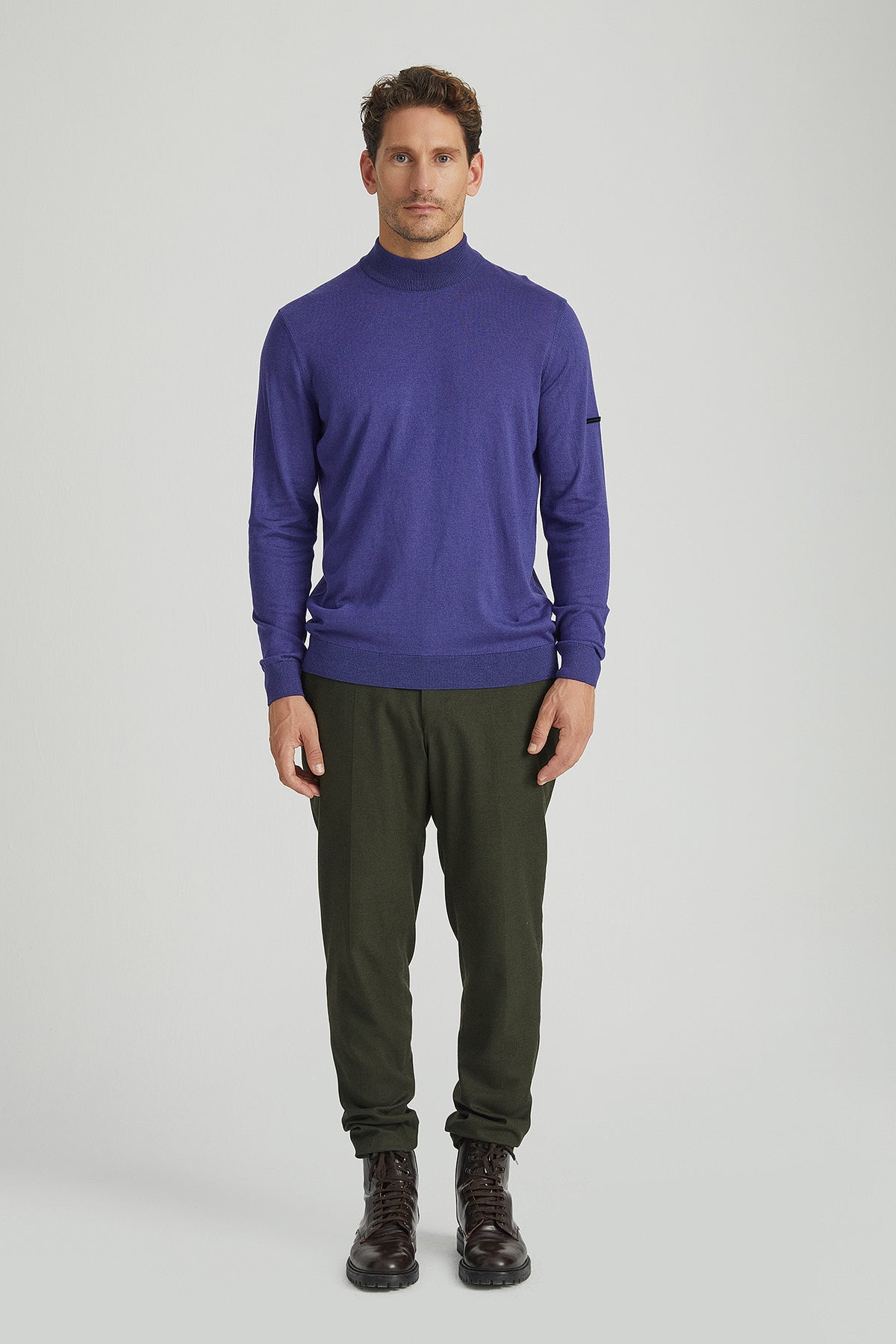 Mor İpek ve Kaşmir Yarım Balıkçı Yaka Uzun Kol Utku Erkek Triko