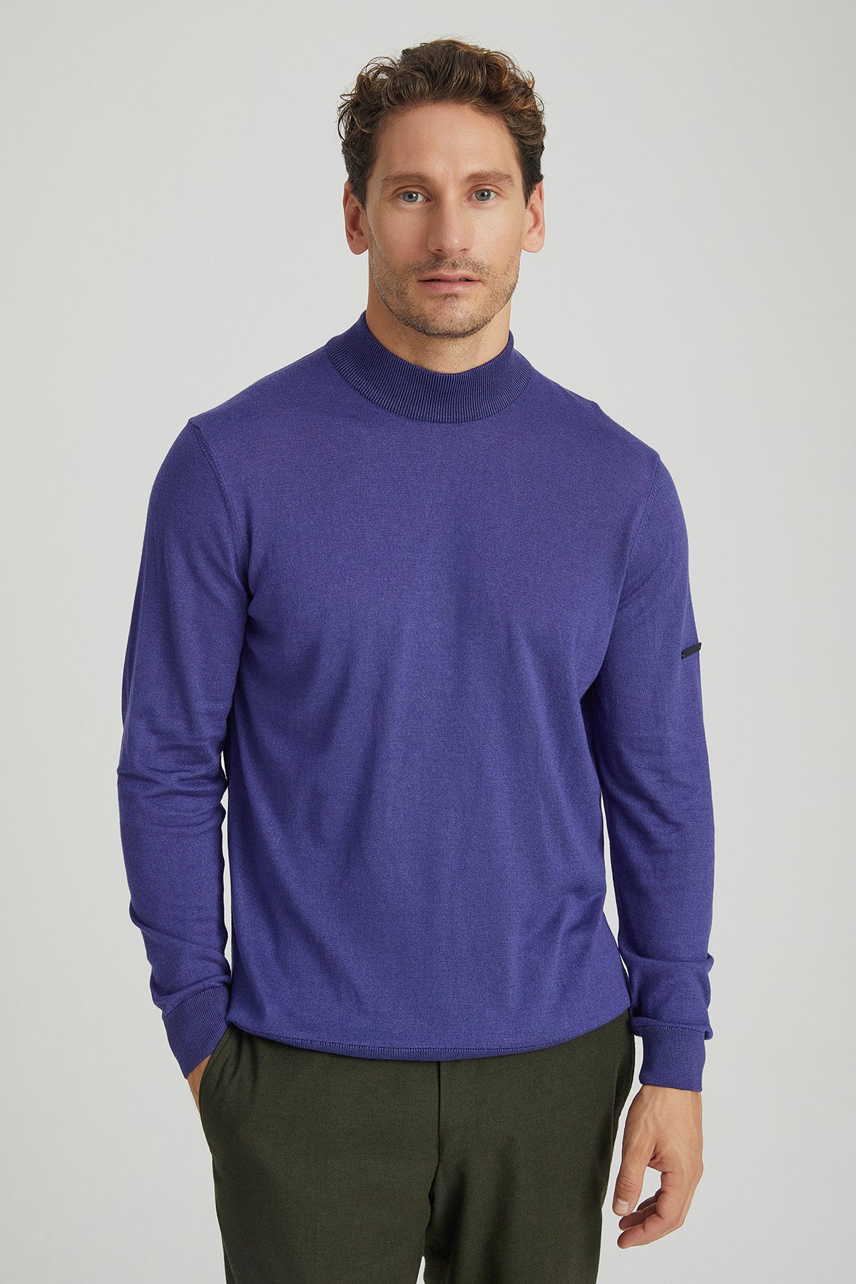 Mor İpek ve Kaşmir Yarım Balıkçı Yaka Uzun Kol Utku Erkek Triko