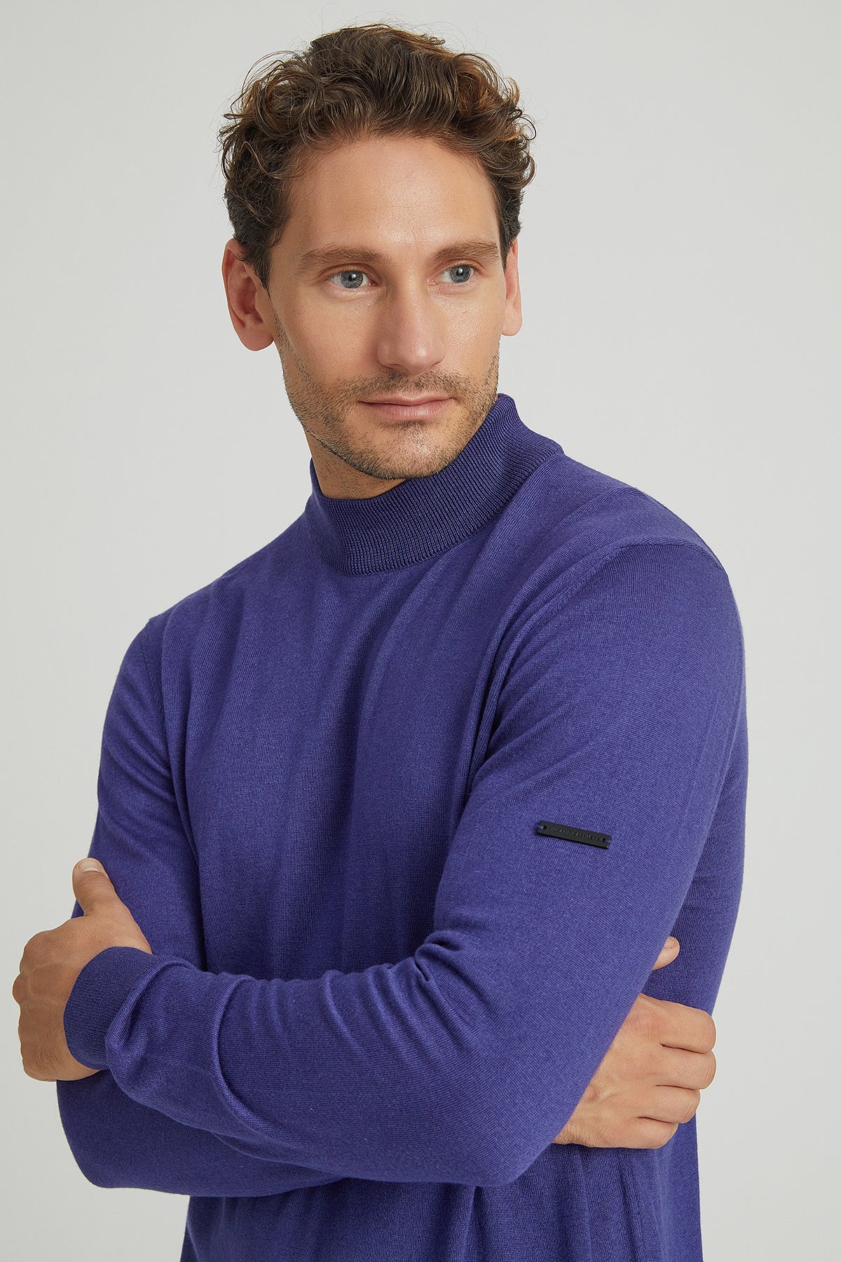 Mor İpek ve Kaşmir Yarım Balıkçı Yaka Uzun Kol Utku Erkek Triko