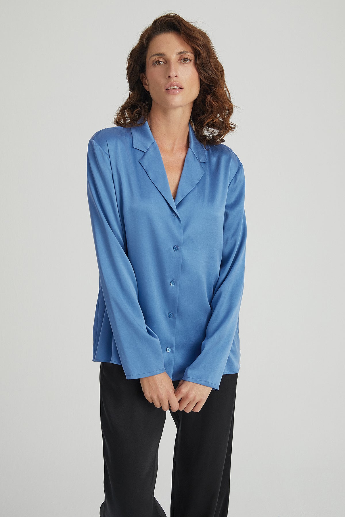 Mavi Astrid Sky Saf İpek Gömlek