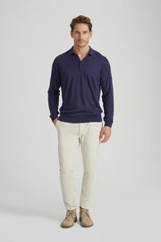 Lacivert Paul İpek Kaşmir Polo Yaka Triko