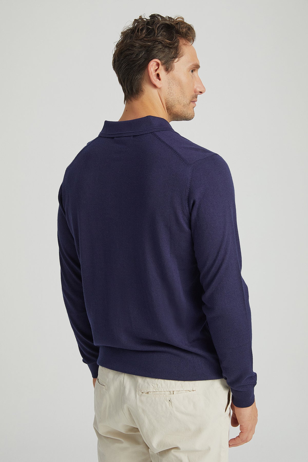 Lacivert Paul İpek Kaşmir Polo Yaka Triko