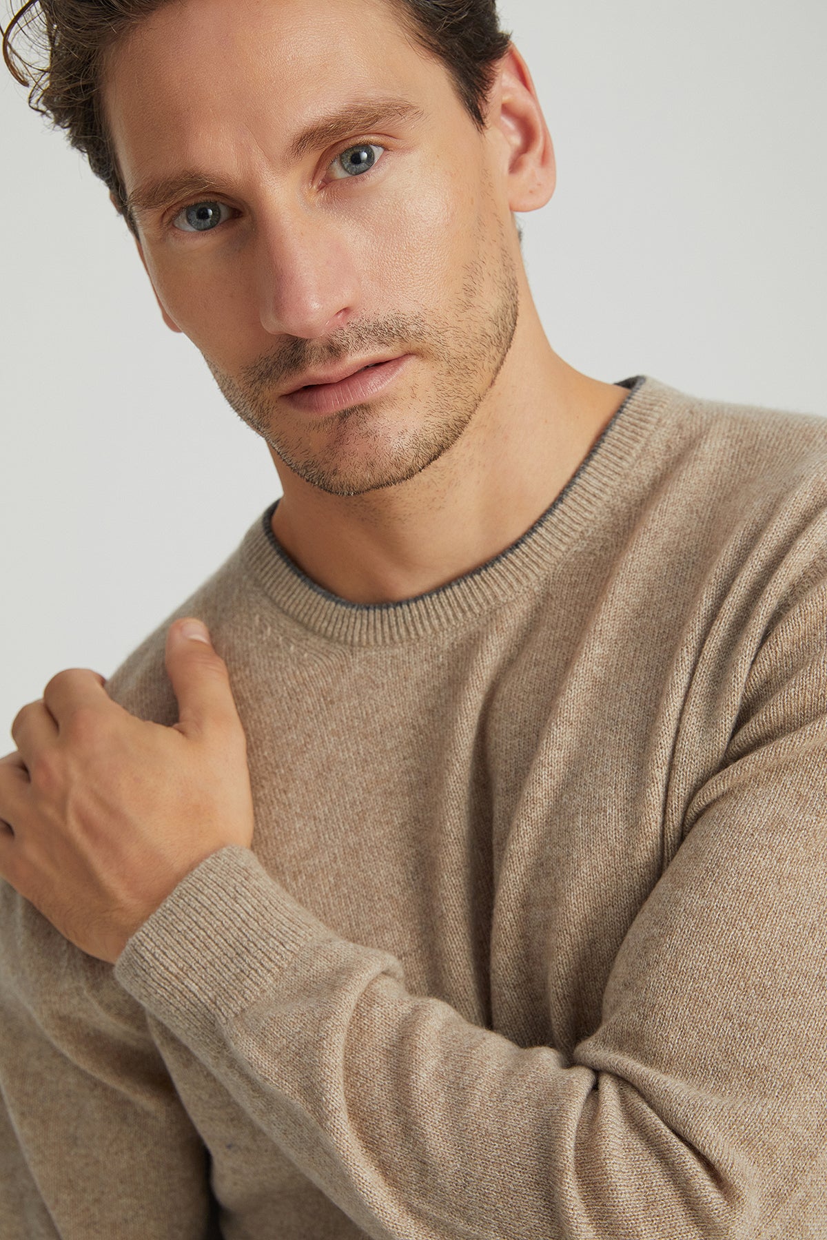 Kum Beji Franco Saf Kaşmir Bisiklet Yaka Kazak