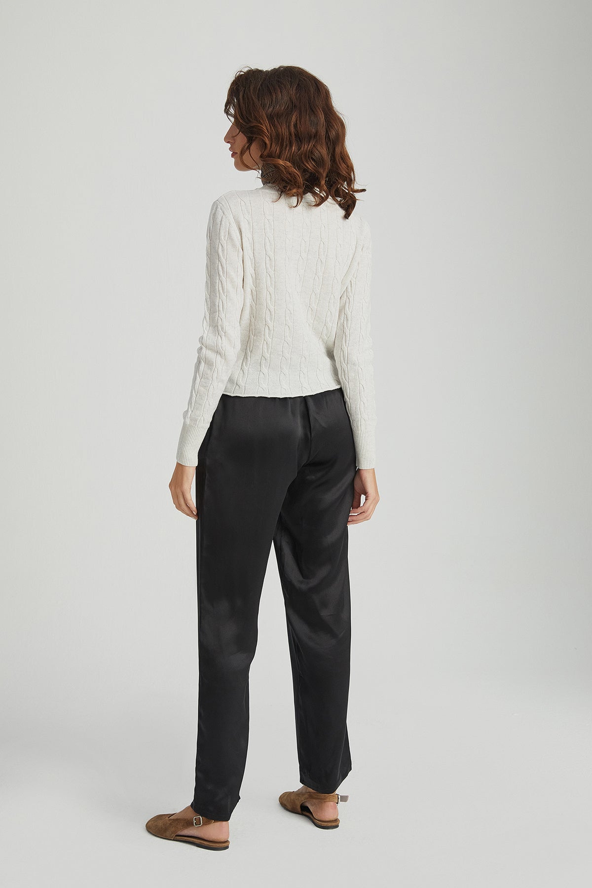 Ekru Melanj Amelia Avusturalya Yün ve Kaşmir  Yuvarlak Yaka Kısa Kazak