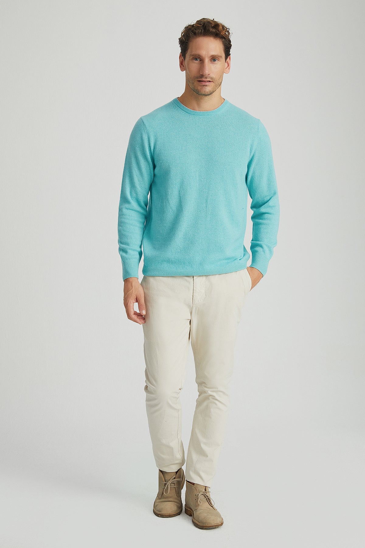 Aqua Franco Saf Kaşmir Bisiklet Yaka Kazak