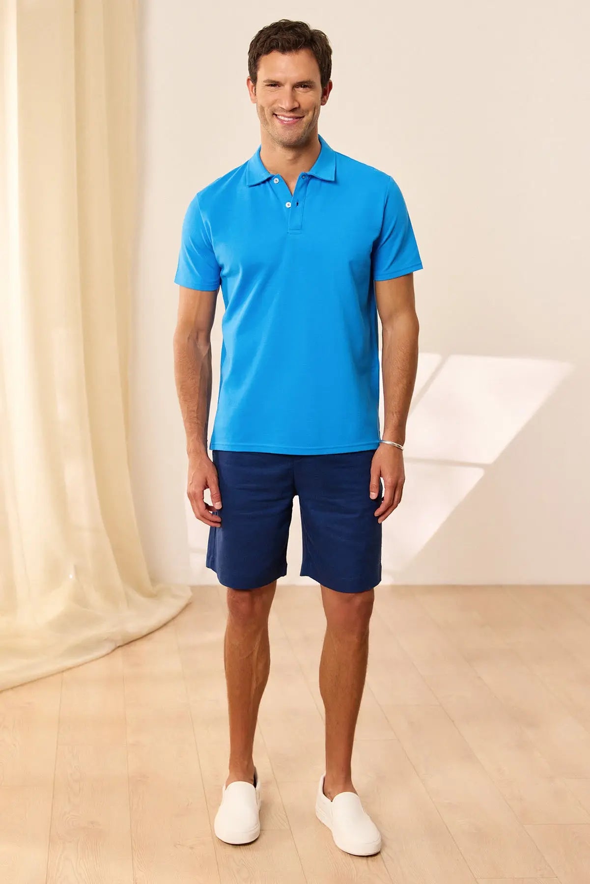 Saks Mavisi & More Johnny Erkek Kısa Kollu Polo Yaka Tişört Silk and Cashmere