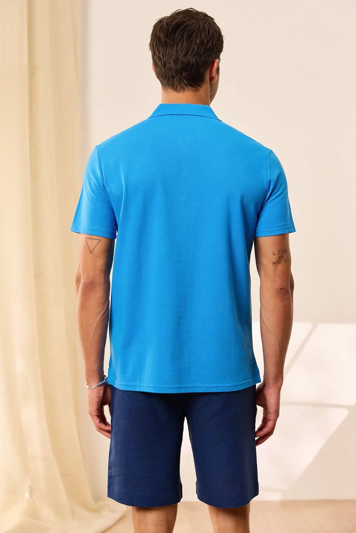 Saks Mavisi & More Johnny Erkek Kısa Kollu Polo Yaka Tişört Silk and Cashmere