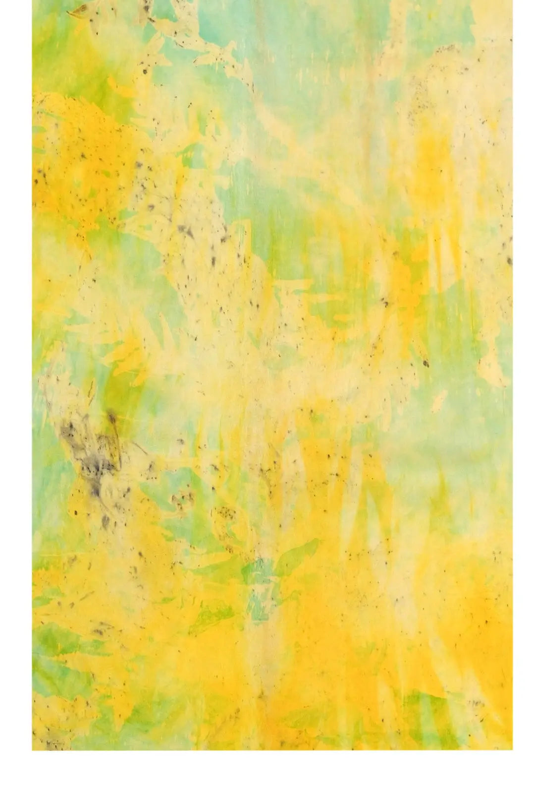 Sarı Saf İpek El Baskısı Ekolojik Şal Silk and Cashmere