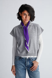 Açık Gri Vanessa Saf Kaşmir Kısa Kollu Polo