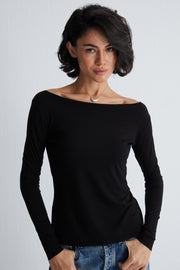 Siyah Ultralight Kayık Yaka Üst