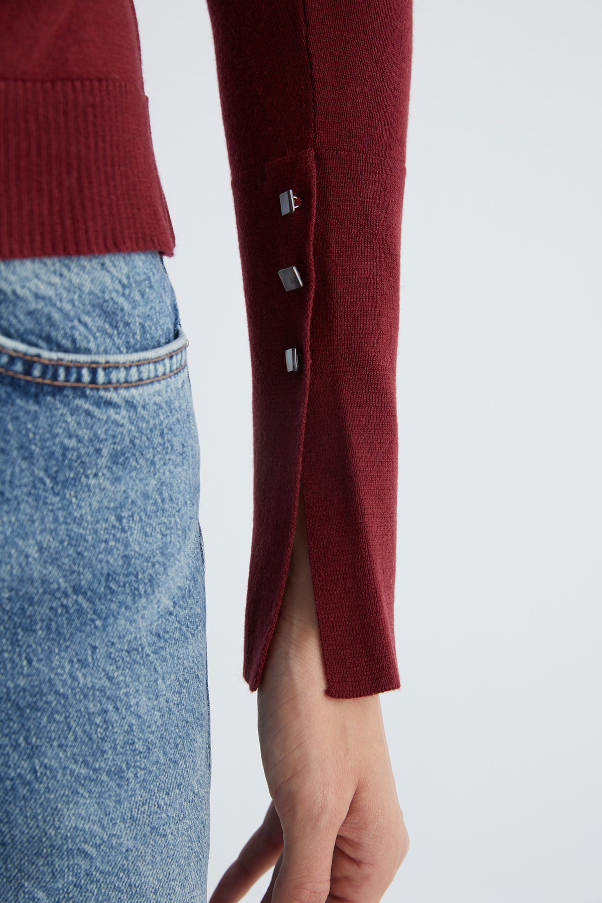 Bordo Zoe İpek Kaşmir Polo Yaka Triko