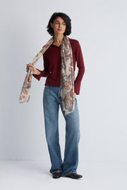 Ekru Jas Desenli  Şal 70x180 cm