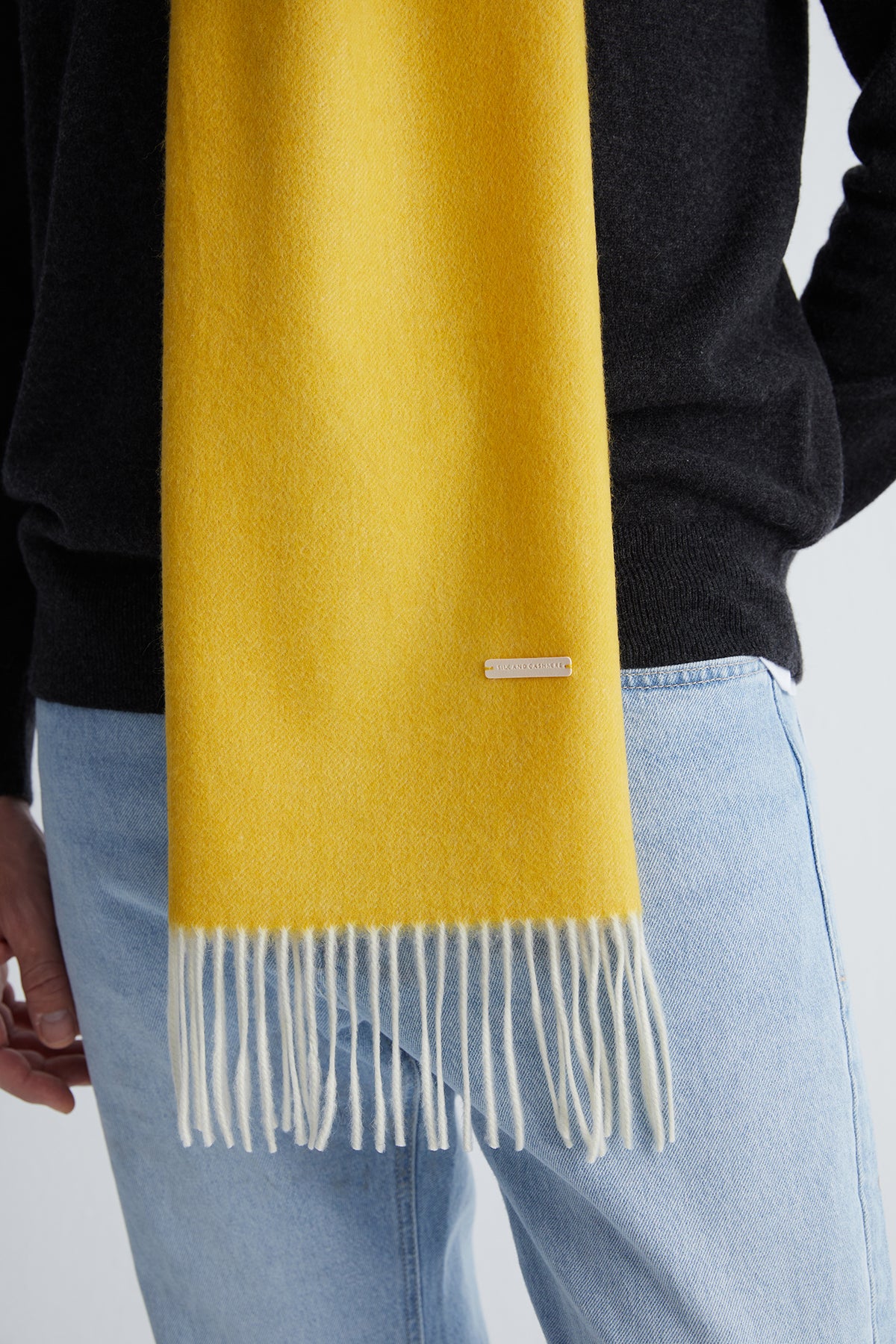 Sarı Patrick Saf Kaşmir Degrade Atkı 170x35 cm