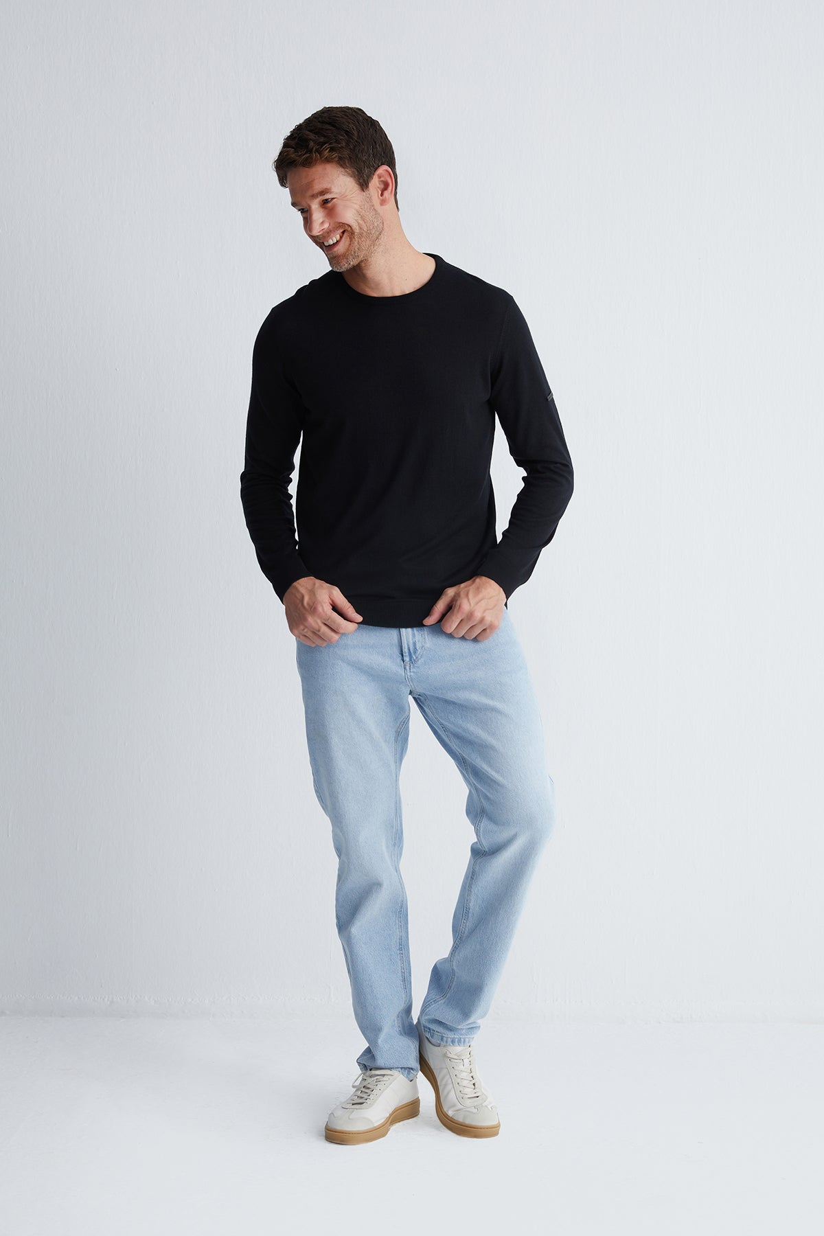 Siyah Paul İpek Kaşmir Yuvarlak Yaka Triko