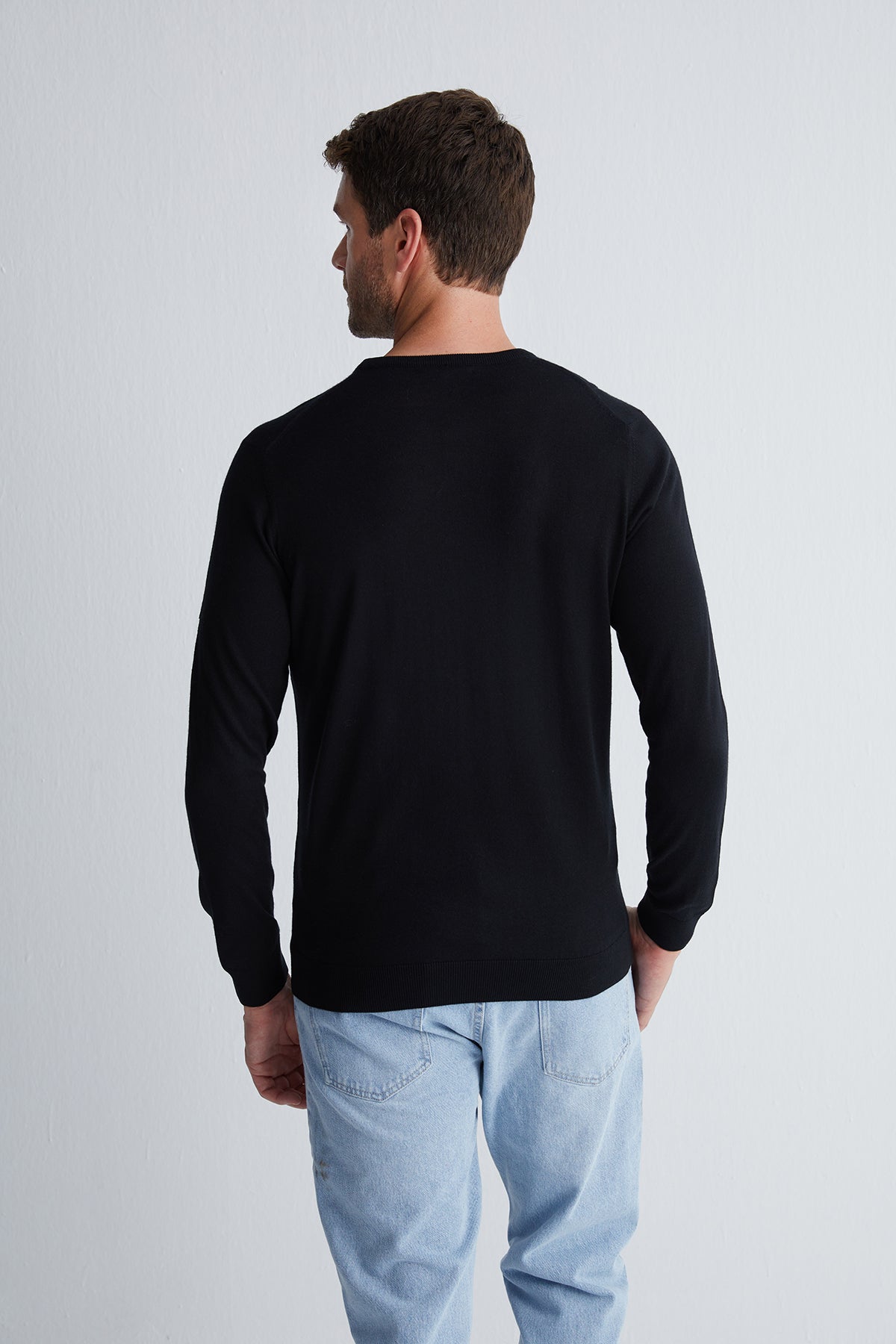 Siyah Paul İpek Kaşmir Yuvarlak Yaka Triko