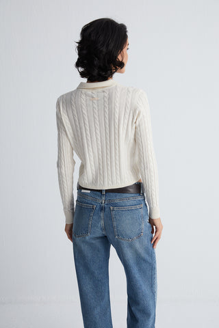 Ekru Amelia Polo Yaka Crop Kazak