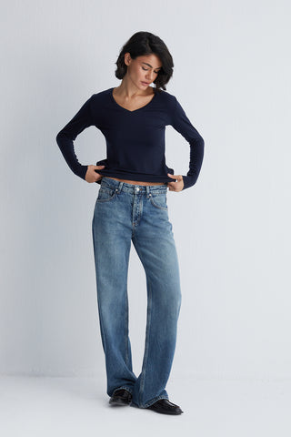 Lacivert Ultralight V Yaka Üst