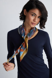 Haki Jas Desenli Kare Şal 70x70 cm