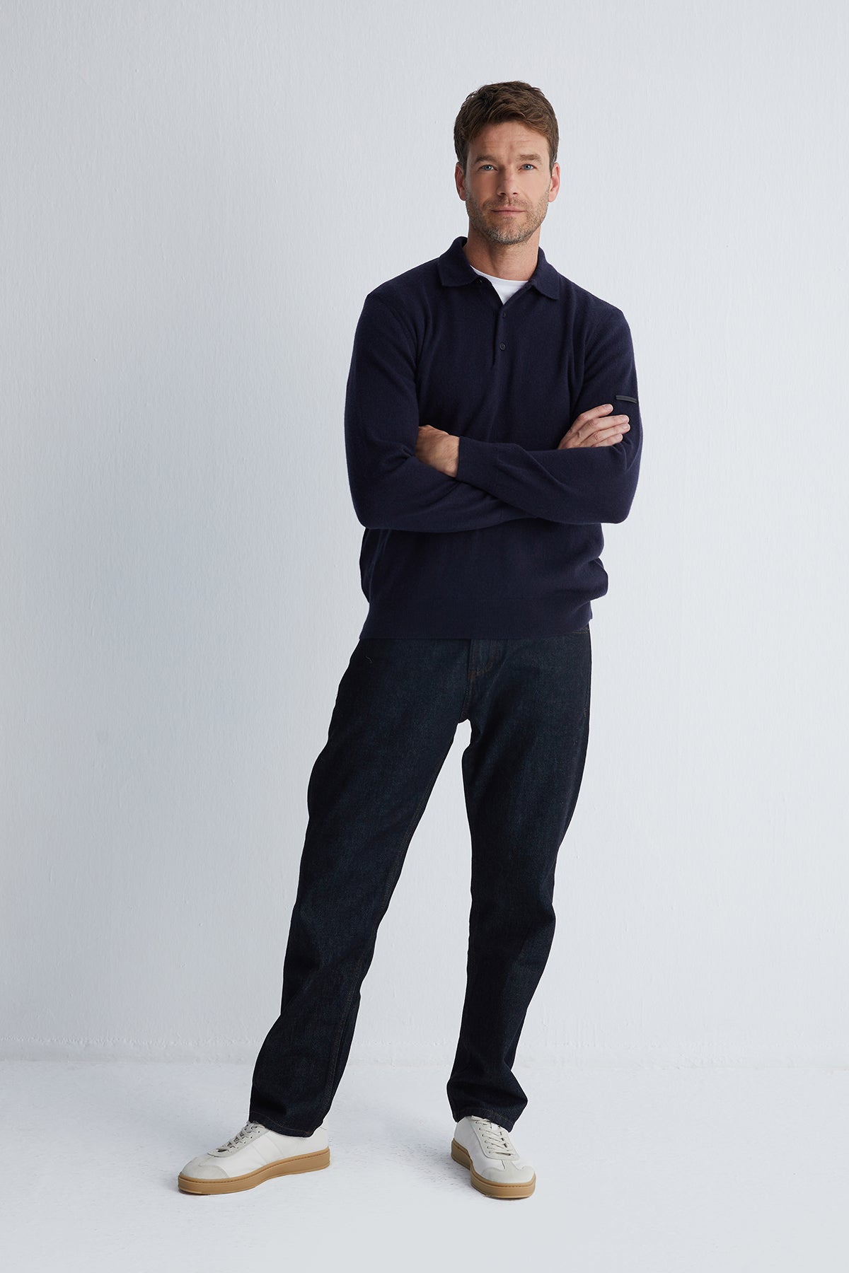 Lacivert Saf Kaşmir Erkek Polo Kazak