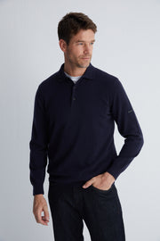 Lacivert Saf Kaşmir Erkek Polo Kazak