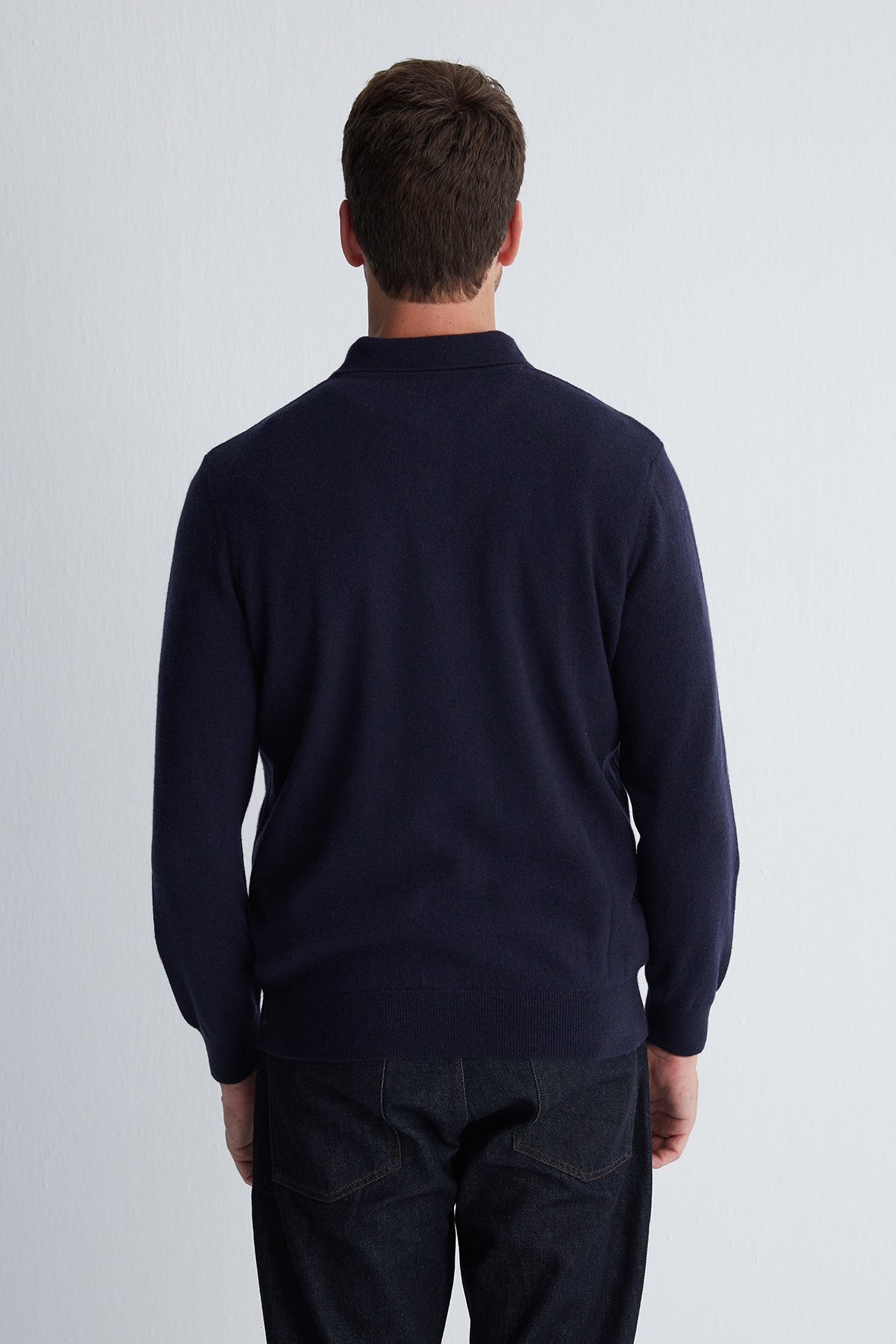 Lacivert Saf Kaşmir Erkek Polo Kazak