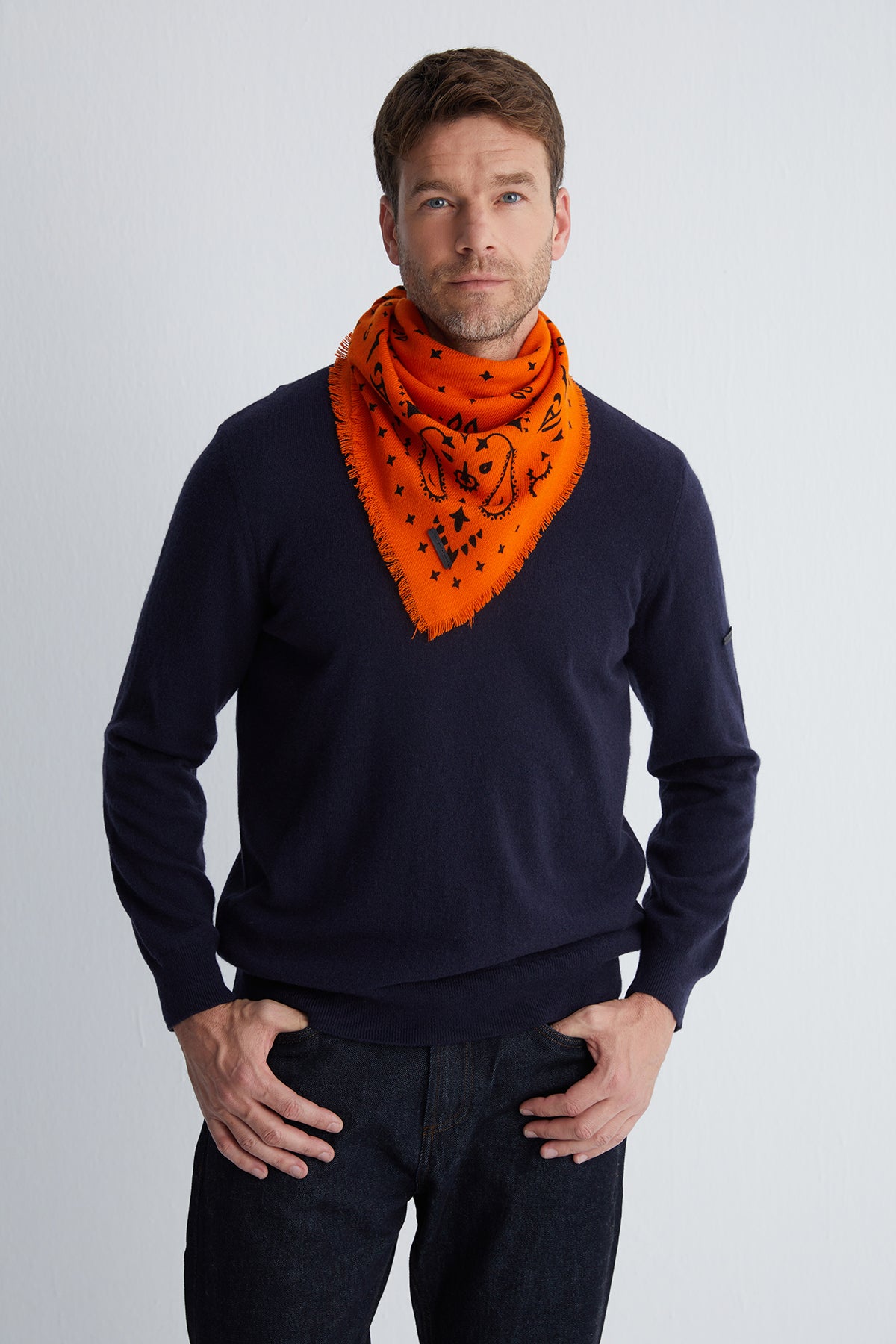 Lacivert Saf Kaşmir Erkek Polo Kazak